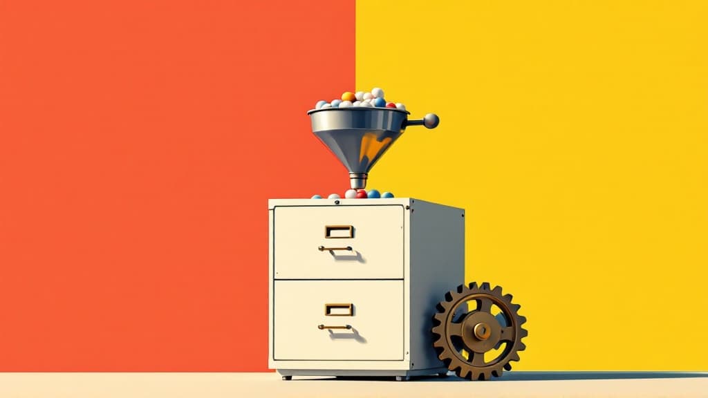 Neo-brutalist flat illustration representing GoHighLevel Automation for Agencies: Build the Acquisition System.